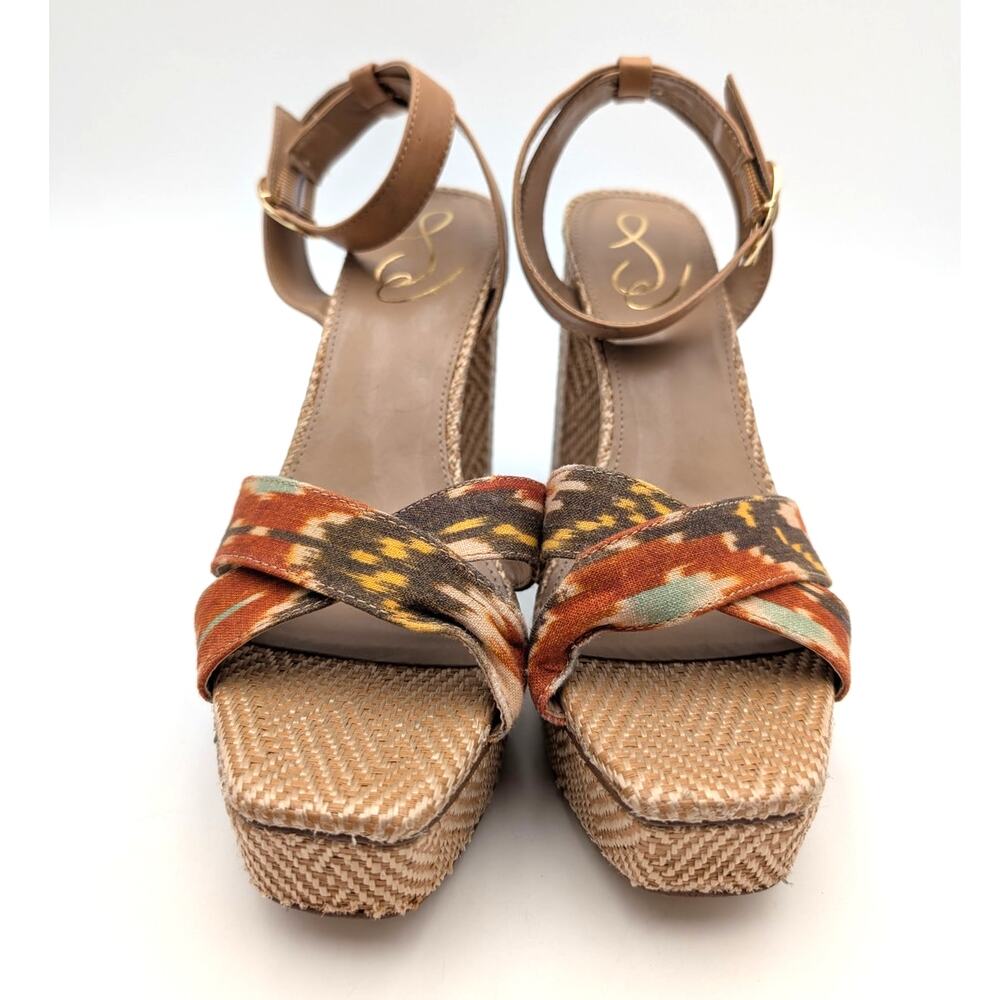 Sam Edelman Nolita Ankle Strap Platform Sandals Women's Orange/Multi Size US8M - Picture 2 of 14